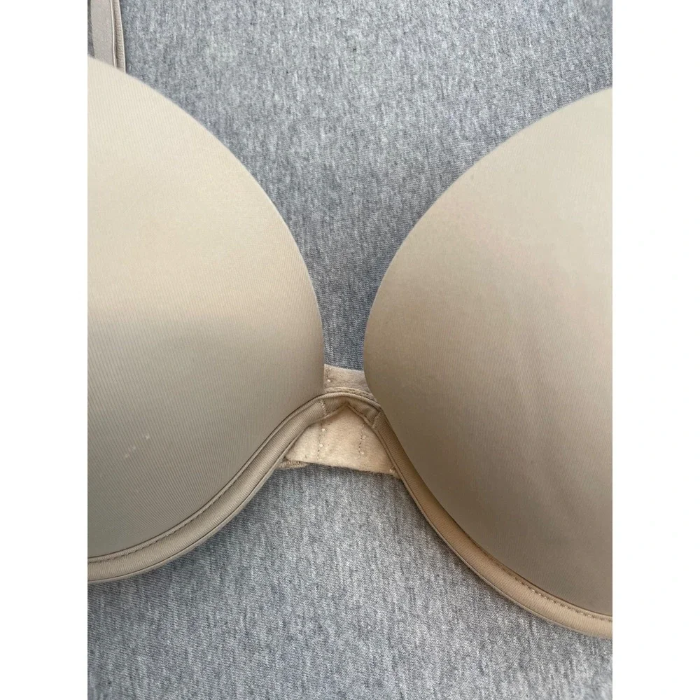 Victorias Secret PINK Bra Womens 32DD Beige Wear Everywhere Super Push Up